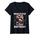 Womens Bruh It's My 3rd Birthday 3 Year Old Football Player V-Neck T-Shirt