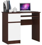 Bureau wenge / blanc, avec armoire verrouillable / tiroir,  77 x 90 x 50 cm