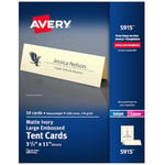 AVERY Large Embossed Ivory Tent Cards, Laser/Inkjet Printers, 3-1/2x11, Pack of 50 (5915)