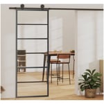 Dörrar vidaxl - Skjutdörr esg-Glas och aluminium svart 76 x 205 cm genomskinlig esg glas med tryck