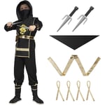 Svart Ninja-dräkter för barn Ninja Deluxe-dräkter set med Ninja-skumaccessoarer leksaker Halloween-dräkt flickor pojke M