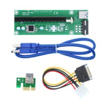 HUABAN 1 Pack PCE164P-NO3 PCI-E 1X to 16X VER003 Riser Card Extender + 15Pin SATA to 4Pin IDE Power Cord 60cm USB 3.0 Cable