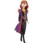 Mattel Disney La Reine des Neiges 2 Poupée Anna avec tenue emblématique, chaussures, jupe, cape en tissu et accessoires, Jouet Enfant, Dès 3 ans, HLW50