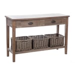 Console SAKOA 2 tiroirs 3 paniers Rotin / Bois naturel