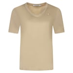 Tee-shirt FEMME Calvin Klein en coton avec manches courtes et col v beige