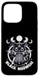 Coque pour iPhone 15 Pro Max Black Meowgic Goblincore Adorable chat effrayant Noir magique