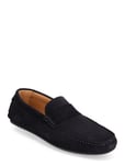 Slhsergio Suede Penny Driving Shoe Loafers Låga Skor Navy Selected Homme