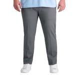 Haggar Men's Cool Right Performance Flex Straight Fit Flat Front Pant-reg. and Big & Tall, Heather Grey - Bt, 46W x 32L