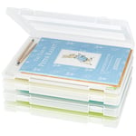 iBune Lot de 4 boîtes de rangement pour papier de scrapbooking - Étui portable pour documents de bureau - Dimensions intérieures : 31 x 22,6 x 1,8 cm