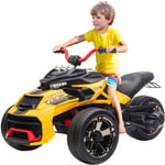 Voitures électriques pour enfants, motos électriques à trois roues, batterie 12V7Ah, USB Bluetooth, lumières, jaune