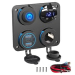 Marine Boat Rv 12v Laddare Socket Panel, 4 In 1 DC 12V Outlet Panel Multi USB Snabbladdare med Tog