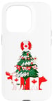 Coque pour iPhone 15 Pro Pull de Noël moche avec drapeau canadien et arbre de Noël