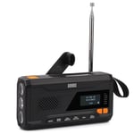 Radio Dynamo Portable Survie - August MB290B - Radio Solaire à Manivelle FM/Dab/Bluetooth, Batterie 4500mAh Chargeur USB Téléphone, Lampe Torche/SOS Idéale pour Extérieur/Camping/Randonnée - Noir