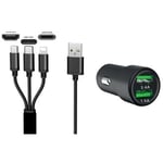 Iwh IWH Chargeur USB pour voiture '3EN1', 12/24 V, noir