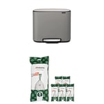 Brabantia Bo Pedal Bin - 1 x 36L Inner Bucket (Mineral Concrete Grey) Waste/Recycling Kitchen Bin + M Liners Multipack Box (120 rolls)