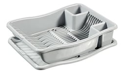 CURVER Egouttoir à Vaisselle 18 assiettes avec plateau - 29 x 10,5 x 39 cm - Gris