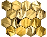 Mosaik metall Hexagon Urban HXM 30GO guld blank 25,7x29,7 cm