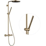 hansgrohe Pulsify S Puro - Colonne de douche avec mitigeur thermostatique, douche pluie (260mm) avec robinet, douchette, support, flexible, barre et douche de tête ronde, Bronze brossé, 24222140