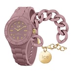 ICE-WATCH - Ice Generation Fall Rose - Montre Rose pour Femme avec Bracelet en Silicone - 019893 (Small)+ Chain Bracelet - Fall Rose - Bracelet Mailles XL de Couleur Rose (020349)