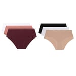 DIM Boxer Femme Les Pockets EcoDIM Coton Confortable & Doux x6, Rubis/Violet/Rose/Blanc/New Skin/Noir, L