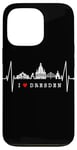 Coque pour iPhone 13 Pro Skyline de Dresde Heartbeat Coeur Allemand I Love Dresden