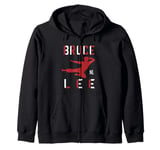 Bruce Lee Dragon Flying Kick Silhouette Logo Zip Hoodie