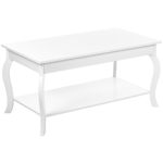 Table Basse Classique Blanche en MDF avec Etagère 101 x 55 cm pour Salon Hartfo