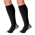 MEGAVOW 1 Paire Chaussettes de Compression pour Homme Femme, Sportive Chaussettes Haute, Bas de Contention pour Voyage Avion Ski Running, L/XL, Noir