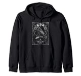 Midnight Raven & Crow Mystic Witchcraft Design Zip Hoodie