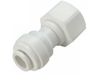 7/16" x 1/4" Push fitting tap adapter, fits 7/16" NPTF threads on filter taps