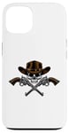 Coque pour iPhone 13 Chapeau de cowboy pistolets crâne pirate croix os