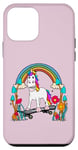 Coque pour iPhone 12 mini Skateboard licorne arc-en-ciel pour enfant