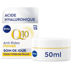 NIVEA Q10 Power Soin de Jour FPS15 (1x50 ml), crème anti rides enrichie Q10 Pur & Acide Hyaluronique, crème anti-âge booster de collagène, crème visage extra fermeté tous types de peaux