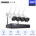 Annke Système de caméra de sécurité ip WiFi 8CH avec 4 caméras de surveillance sans fil intérieures extérieures 3M enregistrement Audio IP66 étanche