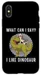 Coque pour iPhone X/XS Adorable chien Husky Kawaii What Can I Say I Like Dinosaure