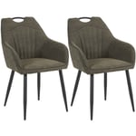 Altobuy - fabrice - Lot de 2 Fauteuils de Table Tissu Maille Polyester et Liseré Vert Foncé