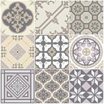 (9 pièces) Stickers Carrelage Adhésif 20x20 cm - Sticker Autocollant Carreaux de ciment – Décoration Murale Stickers Carrelage pour Salle de Bain et Cuisine - Carreaux de ciment adhésif mural