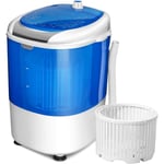 Mini Machine à Laver Semi-automatique avec Essorage et Minuteur, Lave-linge Compact avec Capacité de Lavage 2 kg, 36X 34X51CM, Bleu - Relax4life