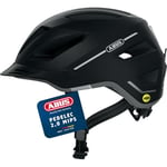 ABUS Casque de ville Pedelec 2.0 MIPS - casque de vélo avec feu arrière, visière, capuche anti-pluie et protection contre les chocs MIPS - pour hommes et femmes - noir mat, taille M