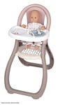 Smoby - Baby Nurse Doll High Chair - Doll Chair with Plate and Spoon, Doll Accessories for Dolls up to 42 cm, for Children from 18 Months