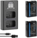 Lot de 2 batteries de rechange pour Sony NP-FW50 [1030 mAh] + Mini chargeur double LCD pour alpha 7 7II 7R 7S II 6300 6500 / NEX-7 NEX-F3 / DSC RX10 IV // ZV-E10