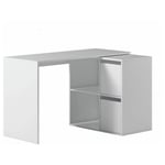 Mobimarket - Bureau d'angle modulable smart avec rangement L120cm - Blanc - Blanc