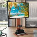 Heavy Duty Floor TV Stand Television Holder with Wood Floating Mount For 32-65"