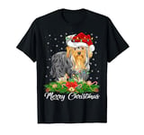 Lighting Xmas Matching Santa Hat Yorkshire Terrier Christmas T-Shirt