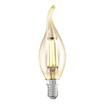 EGLO E14 LED Edison lamp, amber vintage filament candle light bulb, retro lighting, 4 watt (equivalent to 26 watt), 270 lumen, warm white glow, 2200 Kelvin, CF35, Ø 1.4"