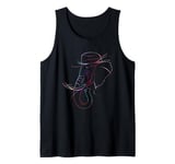 Elephant Line Art With Hat Silhouette Tank Top