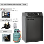 60L Gas Absorption 3 Way Refrigerator Motorhome Campervan Fridge LPG/240V/12V