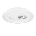 Eglo Plafonnier LED Tiriolo, lampe de plafond géométrique, éclairage pour salon et couloir, luminaire en métal et plastique blanc et argent, blanc neutre, ∅ 38 cm