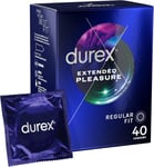 Durex Extended Pleasure Condoms, Regular Fit, 40S, Silicone Lube,Natural Latex