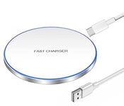 Wireless Charger Thin Aviation Aluminum Fast Wireless Charging Pad Compatible with iPhone 16 15 14 13 12 11 (Pro,Pro max,Plus,Mini)/XS/XR/8/airpod pro,Samsung Galaxy Z Flip/Z Fold/S/Note/Buds Series